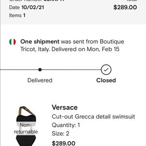 Versace one piece wore once for a few hours still in great condition